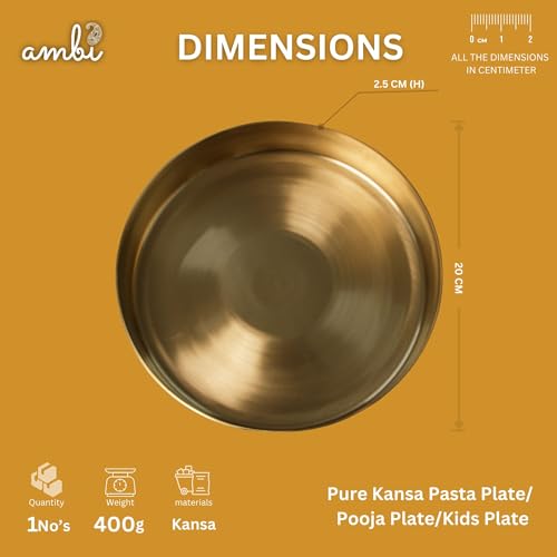Image of 100% Pure Hand Cast Kansa Kids Thali - 8 Inch High-Edge Plate