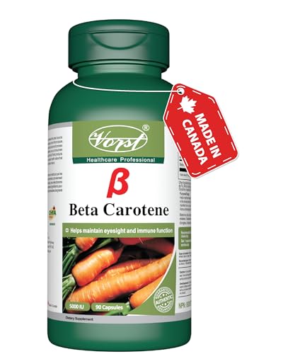 Vorst - VORST Beta Carotene 5000 IU Vitamin A 90 Capsules | Supplement for Eyesight, Immune System, Brain, Tanning & Skin Health | Powder Pills | 1 Bottle