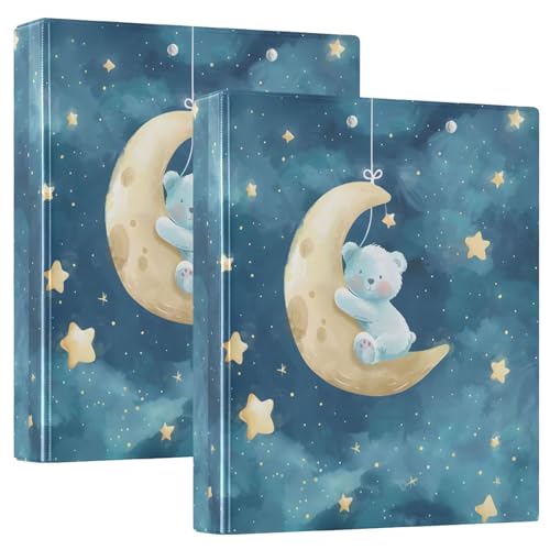 Ringbuch mit 3 Ringbären auf dem Mond, 3,8 cm, runde Ringe, für...