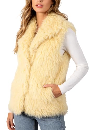 Chaleco de piel sintética para mujer invierno casual sin mangas Amazhiyu