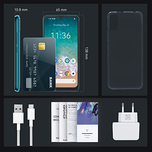 Cubot Note 8 Smartphone Without Contract, 4G Android 11 Mobile Phone, 5.5 Inch Hd Display, 13Mp + 5Mp Camera, 3100Mah Battery, 2Gb/16Gb, 128Gb Expandable, Dual Sim #TOP6