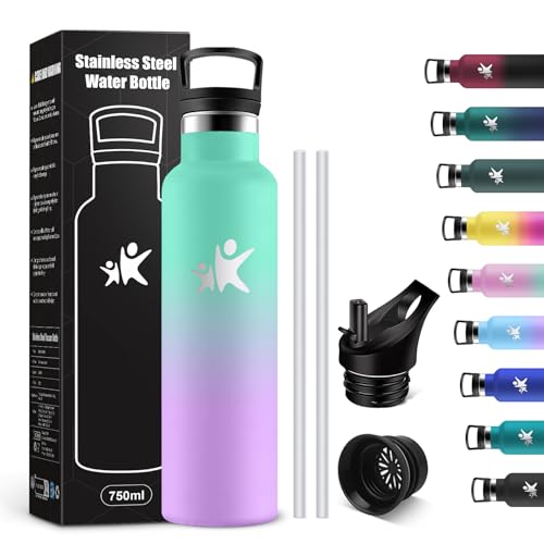 KollyKolla Bottiglia Termica 750ml, Borraccia con Cannuccia, senza BPA, Isolamento Termico a Doppia Parete, Facile Pulizia, a Prova di Perdite, Borraccia per Campeggio, Ciclismo, Lavoro, Viaggio
