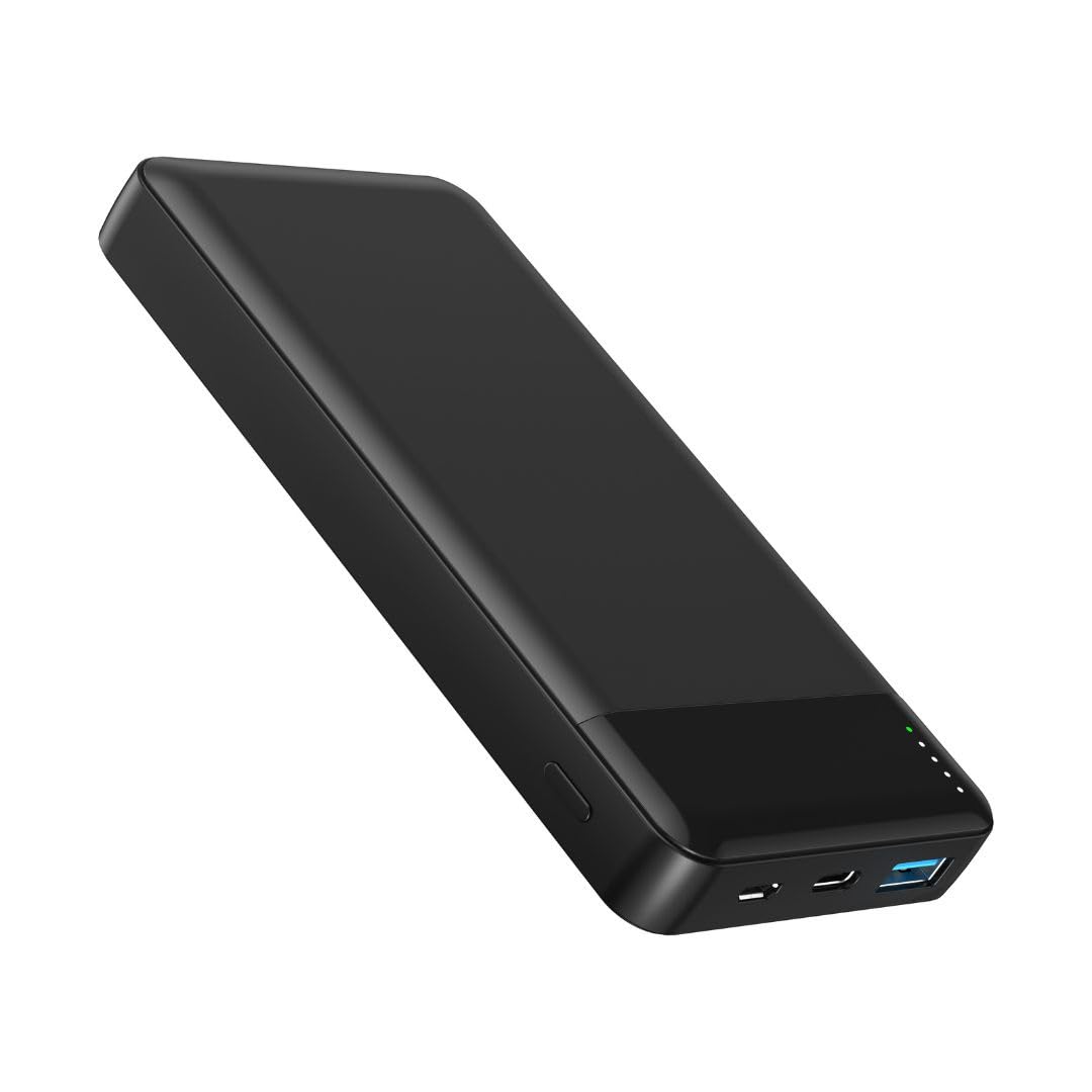 WE Batterie de Secours, Power Bank, 10 000 mAh, 1 Port USB-A 18W +1 Port USB-C 20W, Charge Rapide, Charge Induction 15W sans-Fil certifié Qi, Coloris Noir