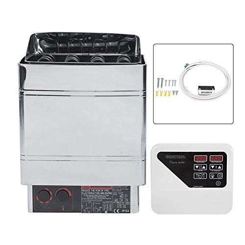 Qinlorgo 6KW Stainless Steel Sauna Stove Heater High Temperature Protection Switch with Digital Display CON4 Controller(US)