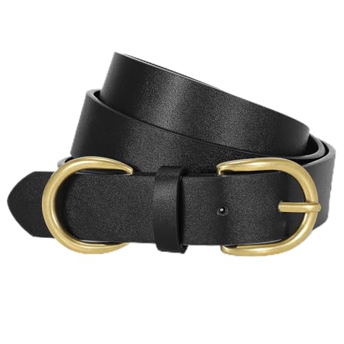 XZQTIVE Black Leather Belts for Women Brown Women's Belts for Jeans Pants Dress Ladies Waist Belts with Gold Buckle