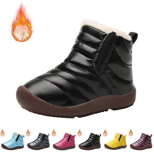 Toddler Snow Boots Winter Warm Booties F𝐮r Lined Anti-Slip Ankle Boots Outdoor Slip On Waterproof Comfortable Booties4