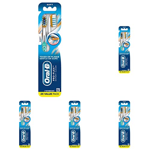 Image of Oral-B Pro-Health Clinical Pro-Flex Toothbrush with Flexing Sides, 40S, Soft, 2 Count (Color May Vary) (Pack of 5)