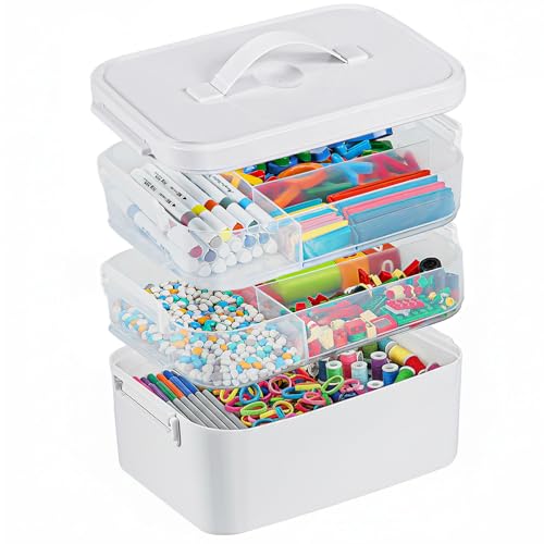 Gifhomfix 3-Layer Plastic Craft Organizers and Storage Box...