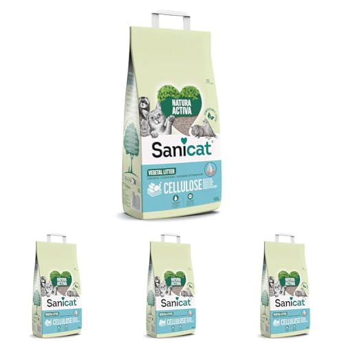 Sanicat - Lettiera assorbente multipet in cellulosa riciclata | Assorbimento superiore e controllo degli odori | Prodotto ecologico e biodegradabile | Formato 10 L (Confezione da 4)