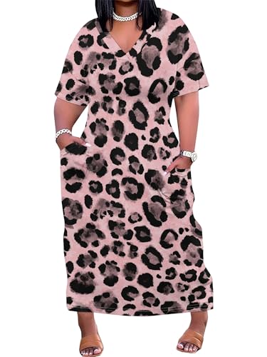 Image of SUZONANA Plus Size Dresses for Curvy Women African Print American Dress Summer Outfits Casual Loose with Pocket