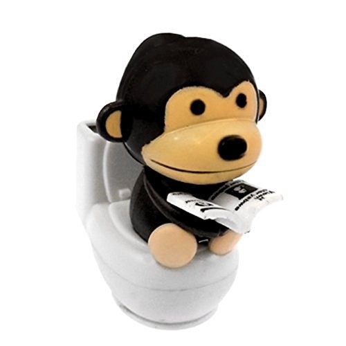 Solar Power Motion Toy - Monkey on Toilet - Black