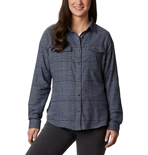 Columbia Women's Pine Street Stretch Flannel, Tradewinds Grey Glen Plaid, Medium