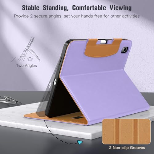 Étui iPad 11e Génération Premium en Cuir Folio Violet avec Porte-Stylet - 4