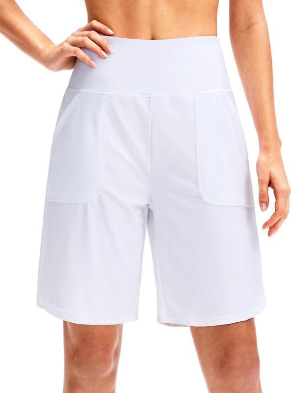 Viodia Women's 9" Long Swim Board Shorts with Pockets High Waisted Beach Swimsuits Knee Length Short for Women with Liner - Image 2