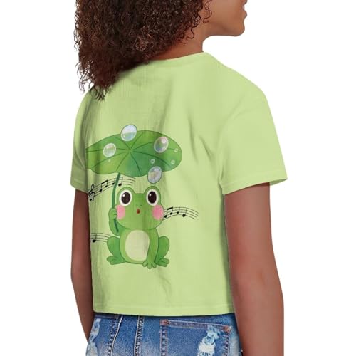 Image of Girls Crop Tees Crew Neck Casual Short Sleeve T Shirts Kids Loose Soft Comfortable Tees Blouses Shirt for Little Girl