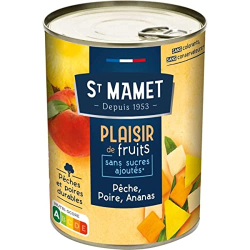 St Mamet Salade de fruits Pêche Poire Ananas sans sucres ajoutés 412g