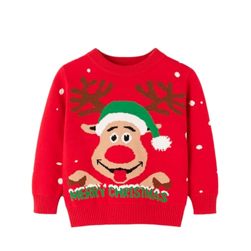 Image of Girl Ugly Christmas Sweater - Boy Double Layer Knitted Reindeer Holiday Xmas Pullover Sweater Kids 2-9 Years Old