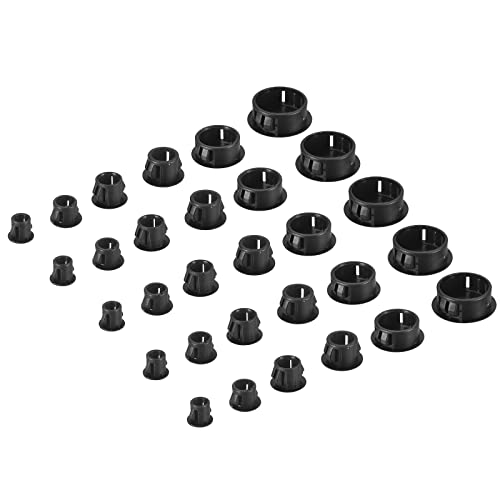 Image of uxcell Plastic Hole Plugs, 135Pcs 6 Sizes 3 /16 inch 1 /4 inch 5 /16 inch 3 /8 inch 1 /2 inch 1 inch Flush Type Panel Snap in Knockout Locking Plugs for Furniture Panels, Black