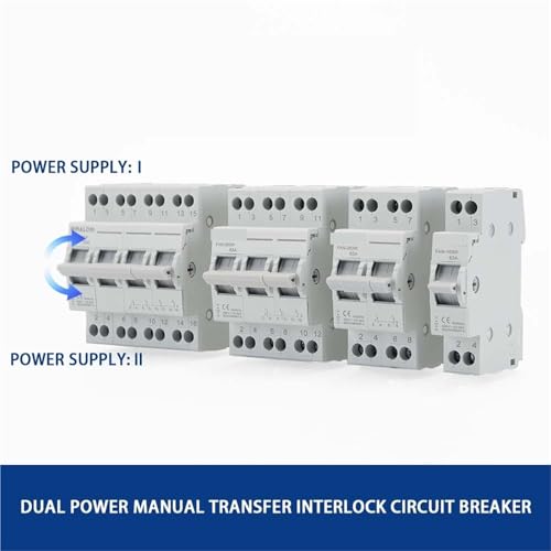 Disjoncteur transfert manuel rail DIN inverseur source 2P 63A maison