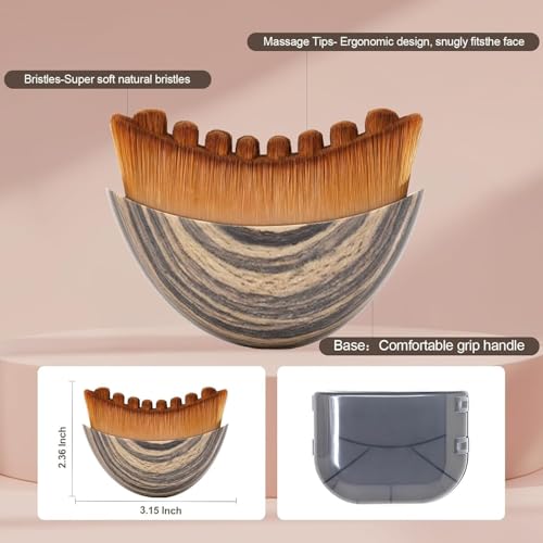 Image of 2 Pcs Facial Dry Brush - Lymphatic Contour Face Brush for Lymph Nodes, Chin & Jawline Sculpting - Facial Cleansing & Lymphatic Drainage Tool for Glowing Skin (Pack of 2)