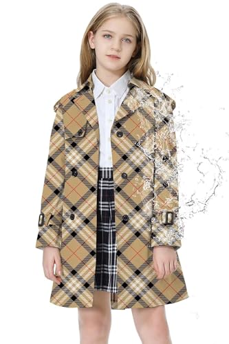 Image of Betusline Womens & Girls Waterproof Trench Coat Double Breasted Lapel Overcoat Outerwear, 3 Years - Women 2XL