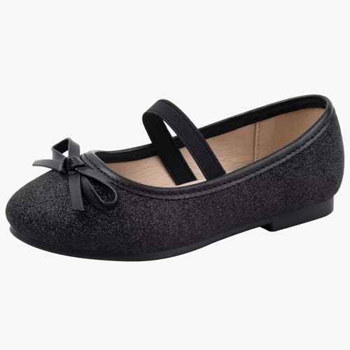 MUSSHOE Girls Dress Shoes Mary Jane Shoes for Girls Glitter Ballet Flats with Bow for Party, Wedding, Performance, Prom (Toddler/Little Kids/Big Kids)3