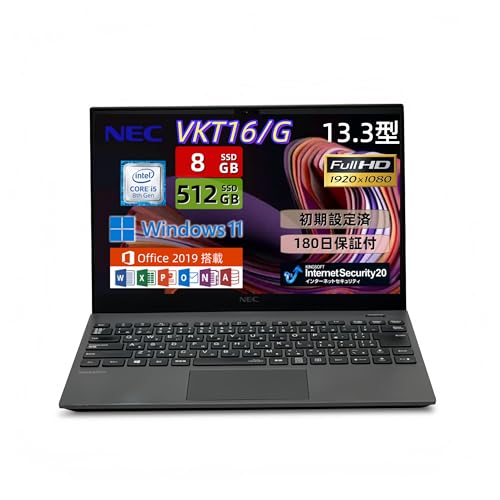 �y�����ςݕi�z�m�[�g�p�\�R��NEC VersaPro VKT16G �y�ʔ��^ 13.3�^�m�[�gPC ��8���� Core i5 8GB������ 512GB SSD Windows11 + Office2019���� �y�ʔ��^ ����Wi-Fi HDMI USB3.