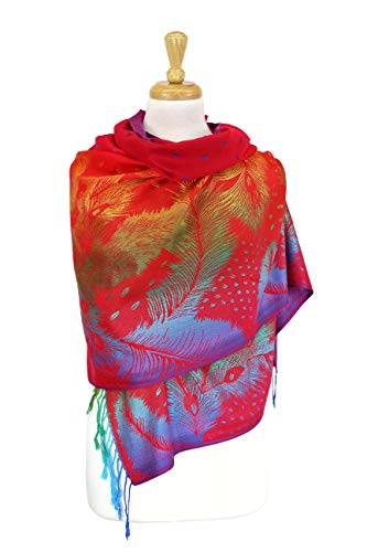 PASKMLNA Double Side Multi Colors Silky Tropical Colorful Exotic Pashmina Wrap Shawl Scarf Rave3