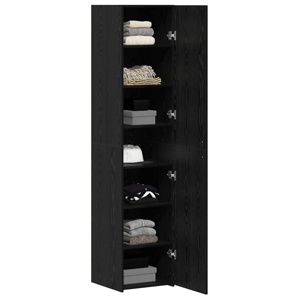 vidaXL Aparador Alto Roble Negro 40 x 42,5 x 185 cm, Alto Mueble Rectangular, Unidad Moderna de Almacenamiento, Gran Armario Interior con estanterías Verticales