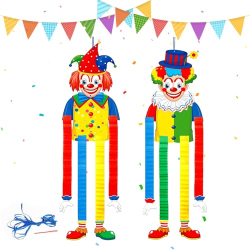 CHIHOLEN 2 galhardetes de palhaço para carnaval, decoração de papel multicolorida, para porta, parede, palhaço, decoração para carnaval, circo, festa de aniversário
