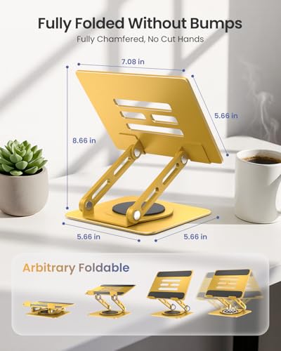 Image of LOXP Metal Tablet Stand, 360 Rotating iPad Stand with Heavy-Duty Base, Tablet Holder Compatible with 4.0-16.9 inch Device, iPad Pro Air Mini, Kindle, Surface Tablet, Portable Monitors - Gold