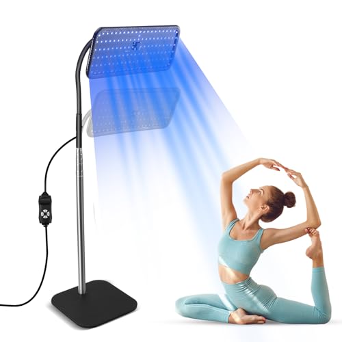 Tanning Lamps with Retractable Base Lightweight Portable Solarium for Home 30W Skin Sun Lamp Tanning Lamp for Face and Body with 126 LED 660nm and 850nm Blue Light Wavelength for Home Use