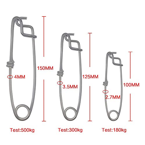Spearfishing Longline Tuna Fishing Clips Stainless Steel Spring-loaded Float Line Snaps High Strength Branch Hanger Float Snapper Tuna Clip Sea Fishing Tackle (12.5CM-5pcs) - Image 3