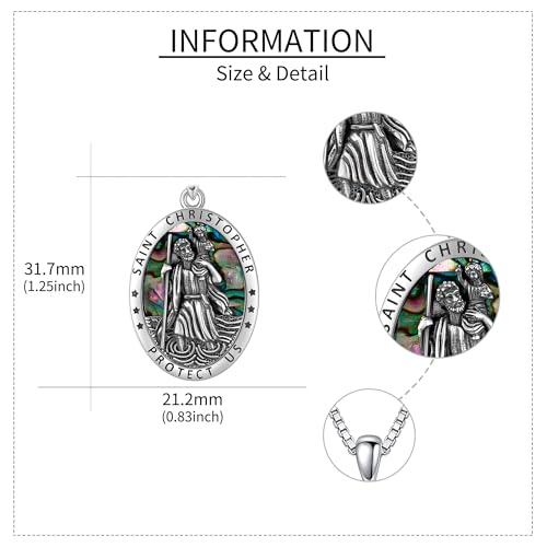 Saint Christopher Necklace 925 Sterling Silver St Christopher Necklace Mens and Womens Medal Pendant Religious Protection Amulet Jewelry Gift4