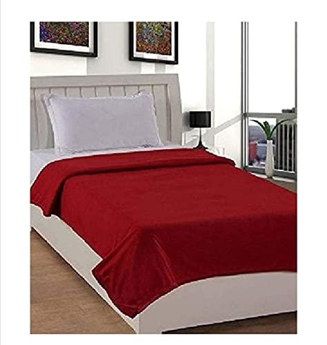 Image of All Season Solid Fleece Blanket Combo for Single Bed | Light Weight Soft and Plush Plain Warm or Hot AC Blankets for Bedroom Living Room, Pack of 2, 58x88 Inches - 800g, Red & Brown