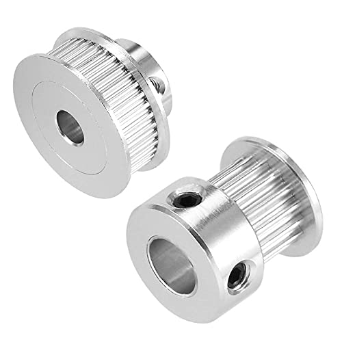 Printer Accesstories 2Pcs Aluminum Gt2 Timing Belt Pulley Flange Synchronous Wheel for 3D Printer - 16 Teeth 6Mm Bore & 36 Teeth 8Mm Bore - (Color: Silver)