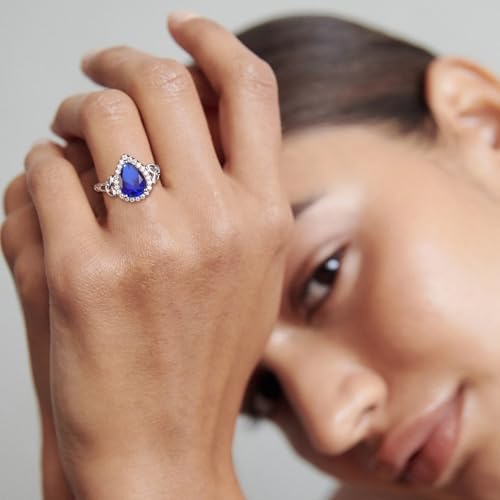 DAYBYDAY Celtic Birthstone Rings for Women 925 Sterling Silver Heart/Round/Pear/Oval Created Gemstone Moissanite Halo Engagement Promise Rings for Her Wife Birthday Anniversary Wedding Jewelry3