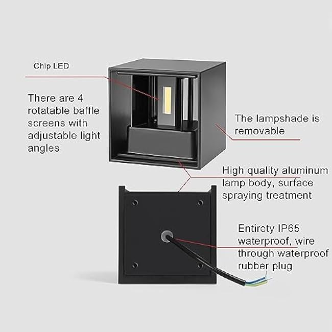Outdoor Sconces Wall Lights LED 20W Modern Square 3000K Warm Lights