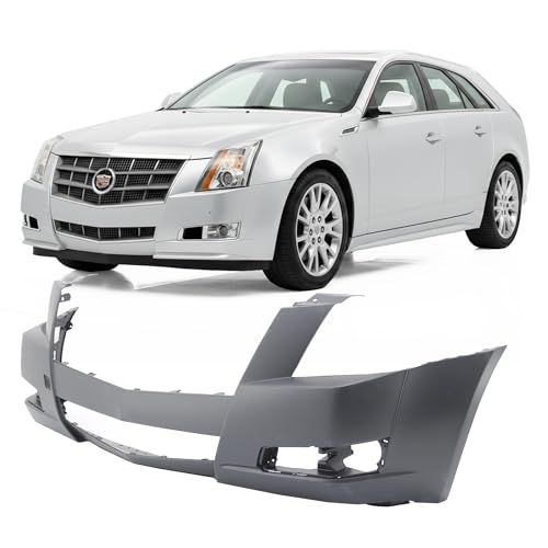 Image of Compatible with Cadillac CTS 2008-2014 Front Bumper Cover | Primed, With Fog Light Holes, Coupe /Wagon, Base & Premium Wagon, Ready to Paint, OEM 25793663, GM1000855