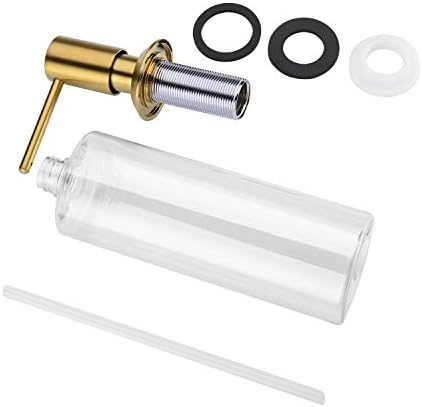 KMEINO Soap Dispenser, Brass Commercial Built in Undermount Soap Dispenser, Brushed Gold Metal Pump Head Liquid Lotion Kitchen Countertop Soap Dispenser with 500ml PP Bottle