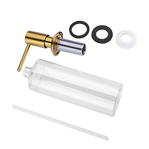 Kmeino Soap Dispenser, Brass Commercial Built In Undermount Soap Dispenser, Brushed Gold Metal Pump Head Liquid Lotion Kitchen Countertop Soap Dispenser With 500Ml Pp Bottle #TOP7