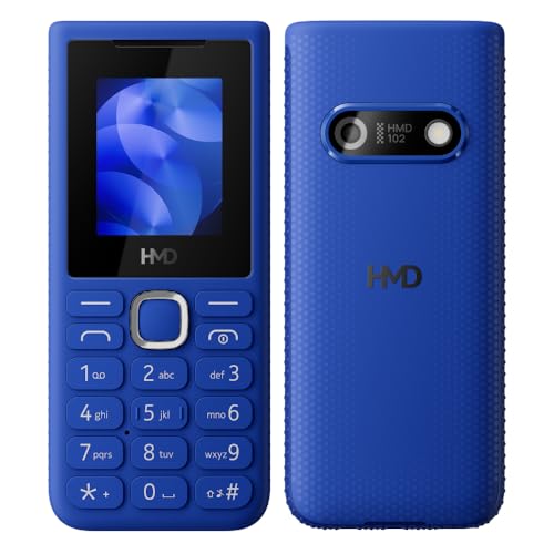 HMD 102 Keypad Mobile Phone | Dual SIM with Camera, Long Lasting Battery, Durable Design, English Phone Talker, Wireless FM Radio, MP3 Player, MicroSD, 1-Year Replacement Guarantee | Blue