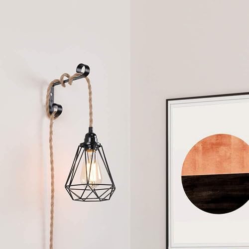 Lustre Corde Chanvre 4,5 m Interrupteur E27 Qooloo