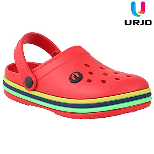 Image of URJO Rainbow Kid's Clogs /Sandals with Adjustable Back Strap Ultra Soft & Flexibility Anti Skid Comfortable Waterproof Daily Mules Clogs /Sandals Boy's & Girl's