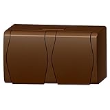 Naka24 Braun IP44 Aufputz Schalter-Steckdosenprogramm Feuchtraum Schuko Hermes 2 (Steckdose mit Abdeckung 1025-20)
