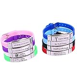 ForeverWill Personalised Kinder ID Armband für Jungen Mädchen Benutzerdefinierter Name Telefon Datum Nachricht Armreif Weiches Silikon Gummi Armband für Kinder Notfallkontakt,Einstellbar
