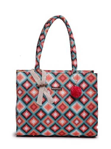Image of ENSAC Women's Floral Print Tote Bag | Lightweight Handbag with Zipper Closure