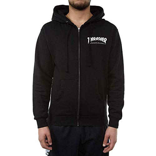 Thrasher Skate Mag Logo Zip Hoodie (Small, Black)