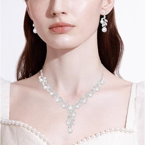 CSY Elegant Bridal Necklace Earrings Bracelets Leaves Shape Wedding Prom Dress Accessories Rhinestones Jewelry Sets for Bride Bridesmaid2