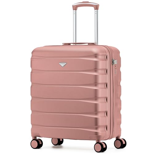 Flight Knight Lightweight Travel Suitcase 56x45x25cm | Hard Shell Carry On Luggage with Aluminum Telescopic Handle, 8 Wheel & TSA Lock | Approved for British Airways, Jet2 & EasyJet Overhead Bag